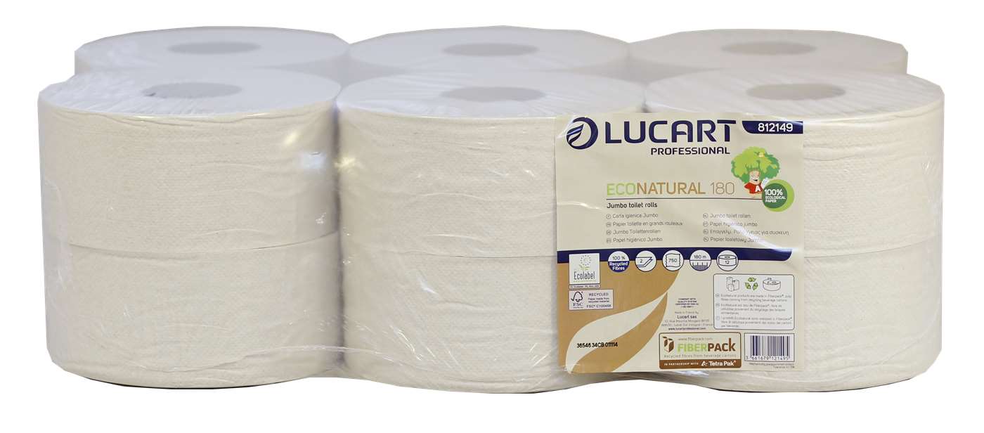 Lucart EcoNatural Mini Jumbo Toilet Rolls 180m (60mm Core) 812149